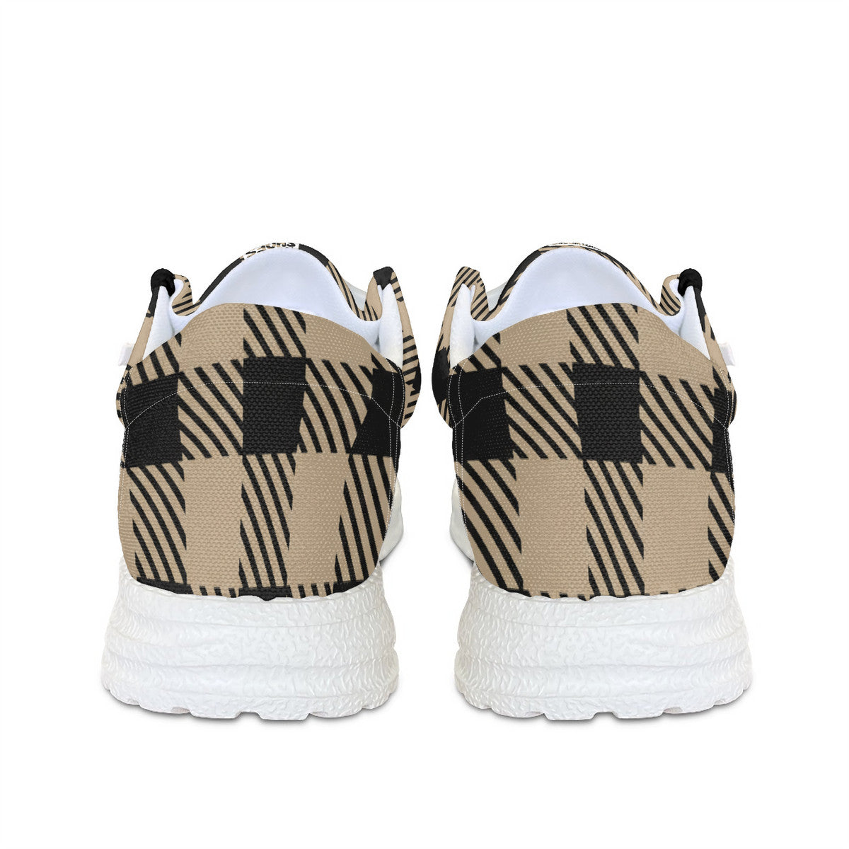 Unisex Tan Brown Plaid Canvas Loafers