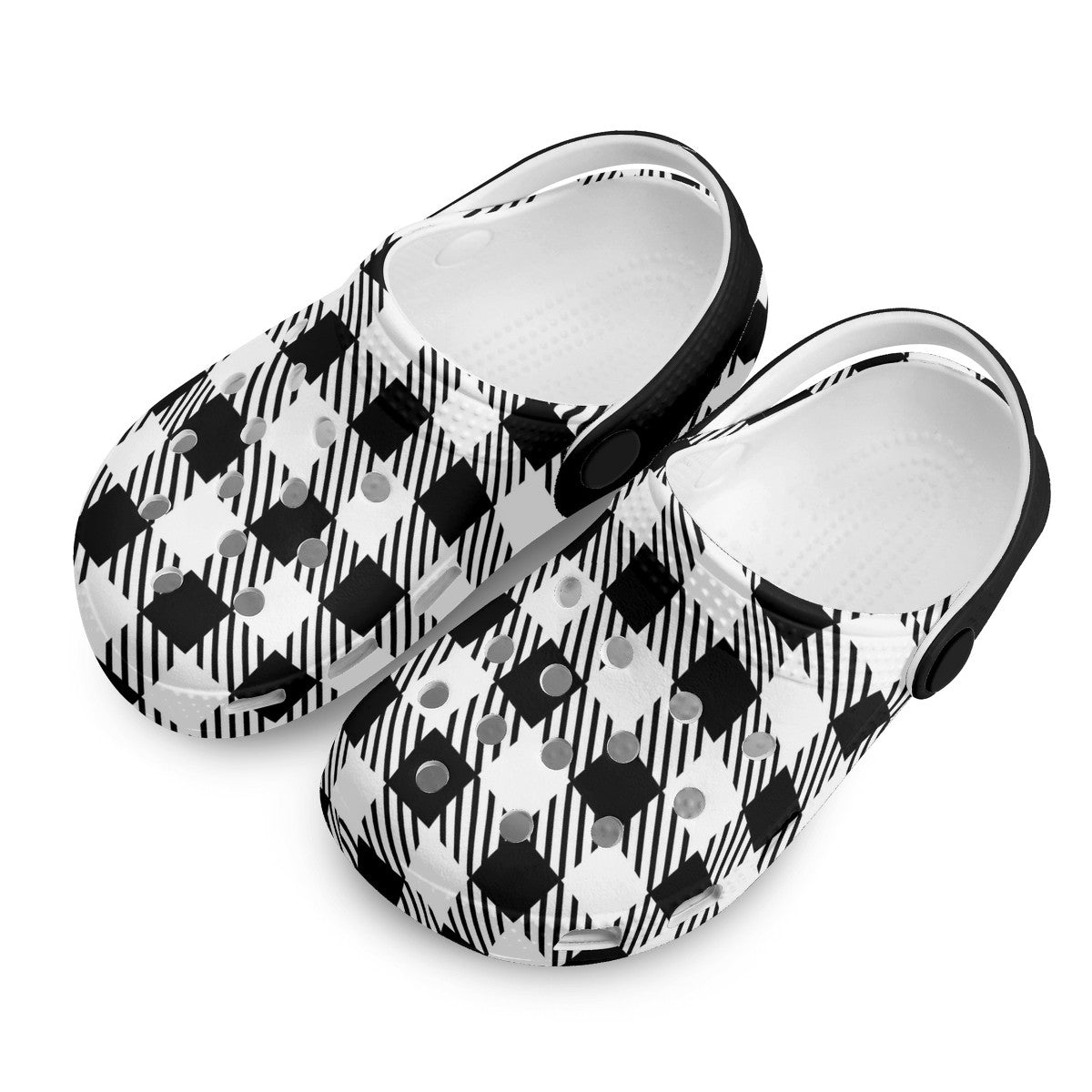 Kid's Black and White Pattern Casual Clogs