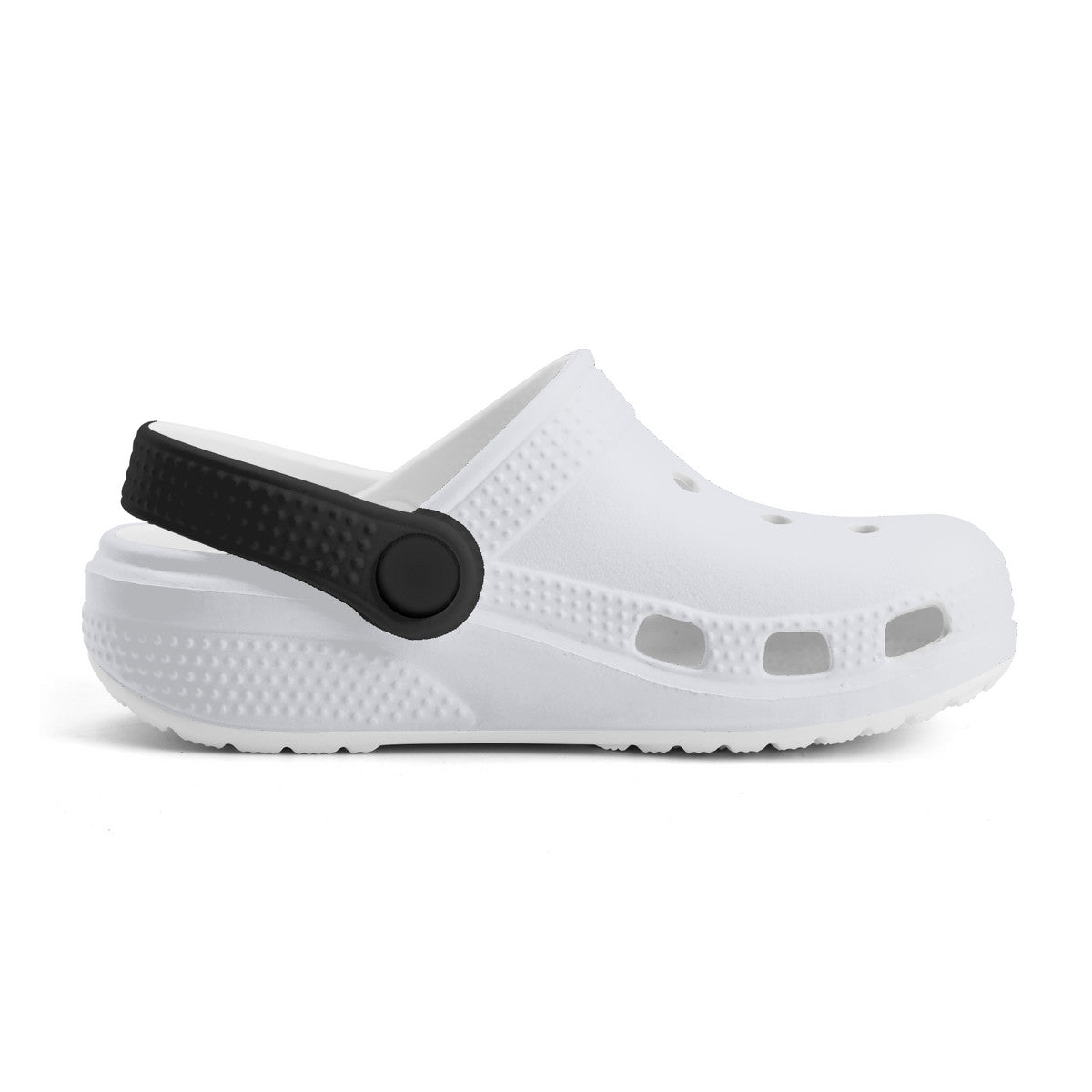 Kid's White and Black Casual Clogs