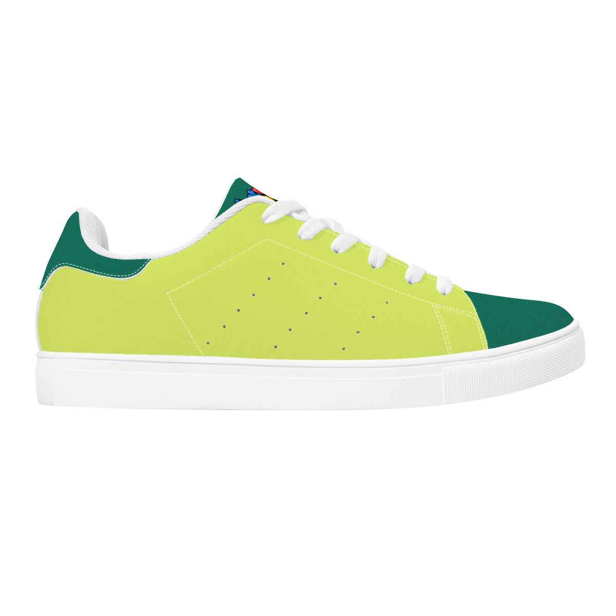 Neon Green Unisex Low-Top Synthetic Leather Sneakers