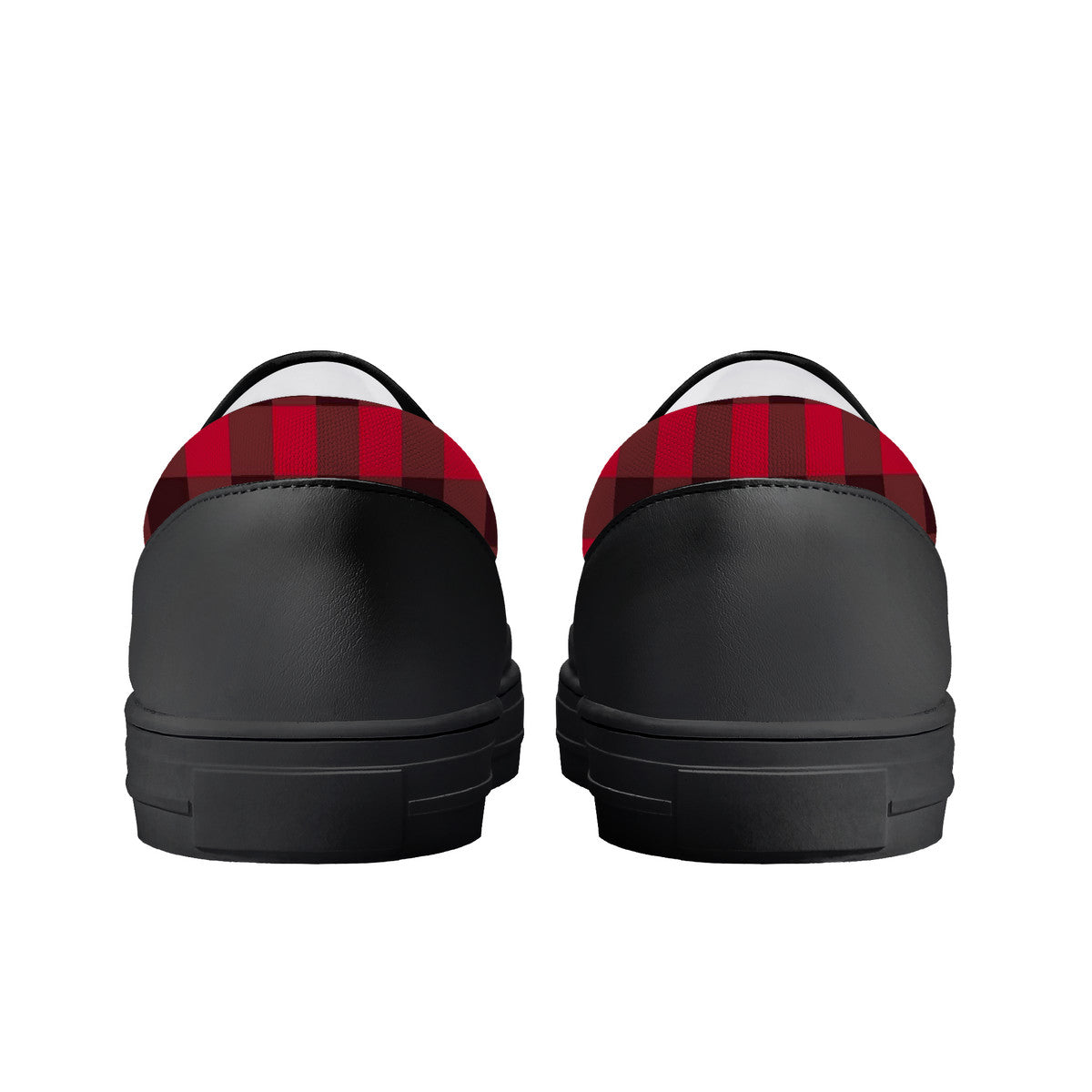 Red Plaid Kids Slip-on shoes - Black