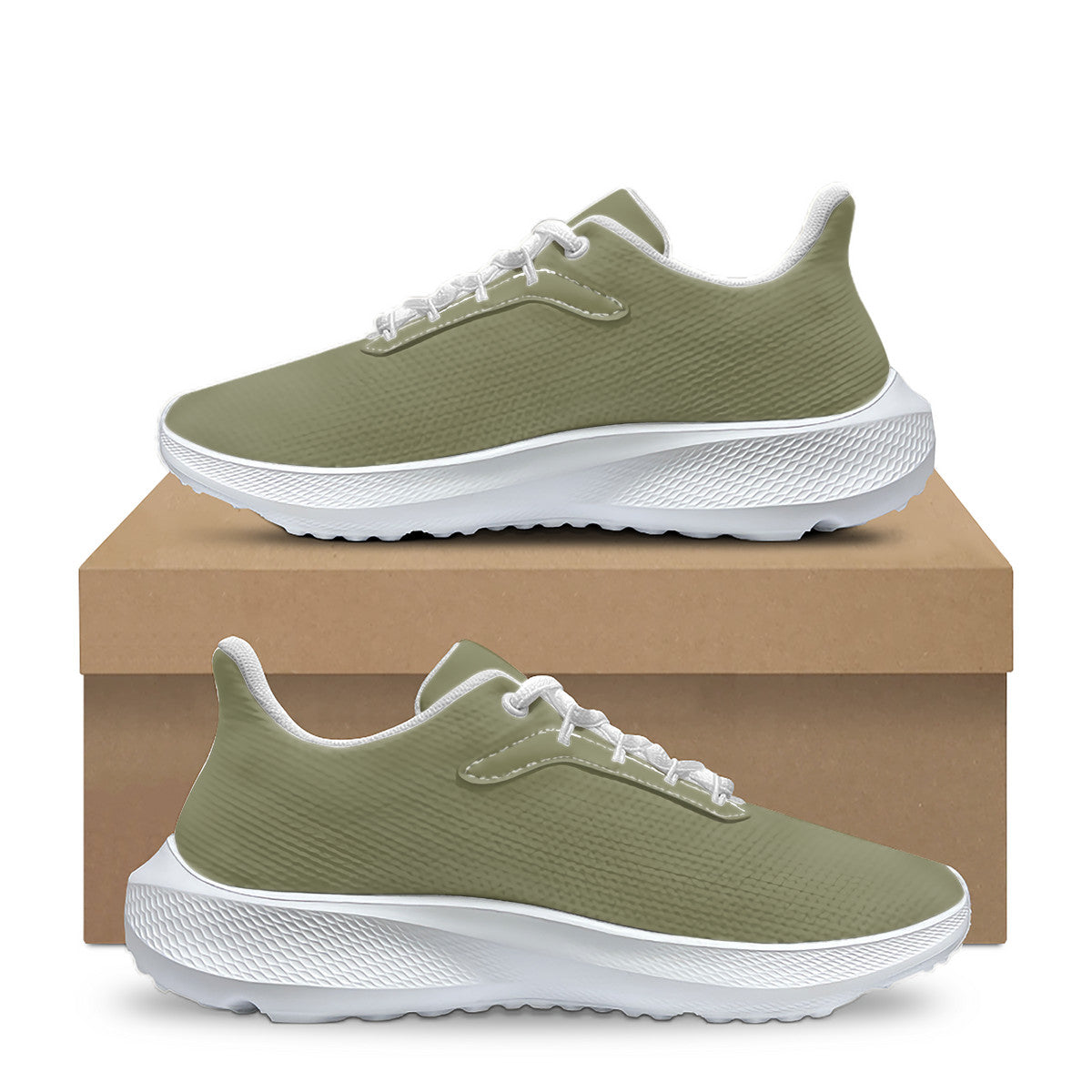 Olive Green Unisex Lace Up Running Shoes