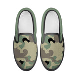 Green Camo Pattern Kids Slip-on shoes