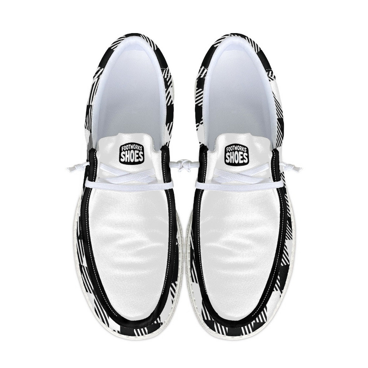 Unisex White Plaid Canvas Loafers