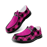 Unisex Pink Plaid Canvas Loafers
