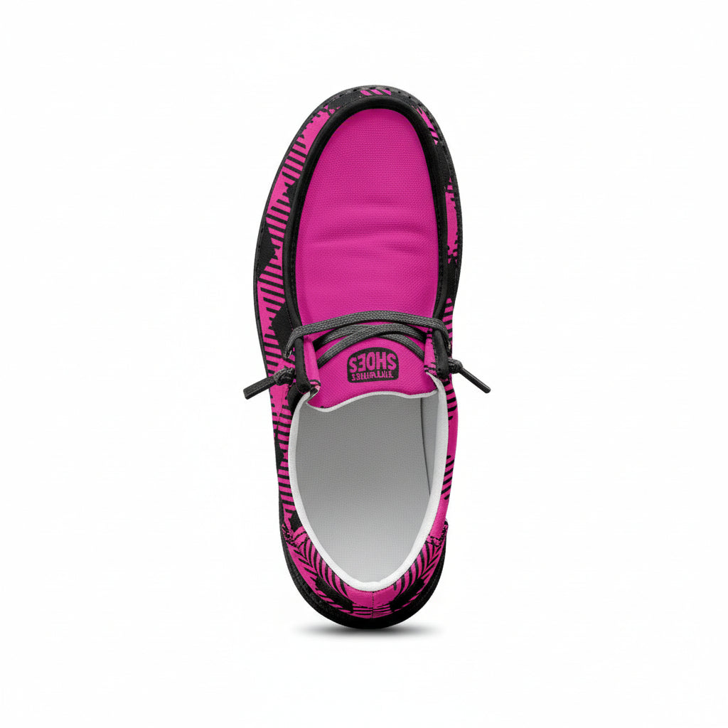 Unisex Pink Plaid Canvas Loafers