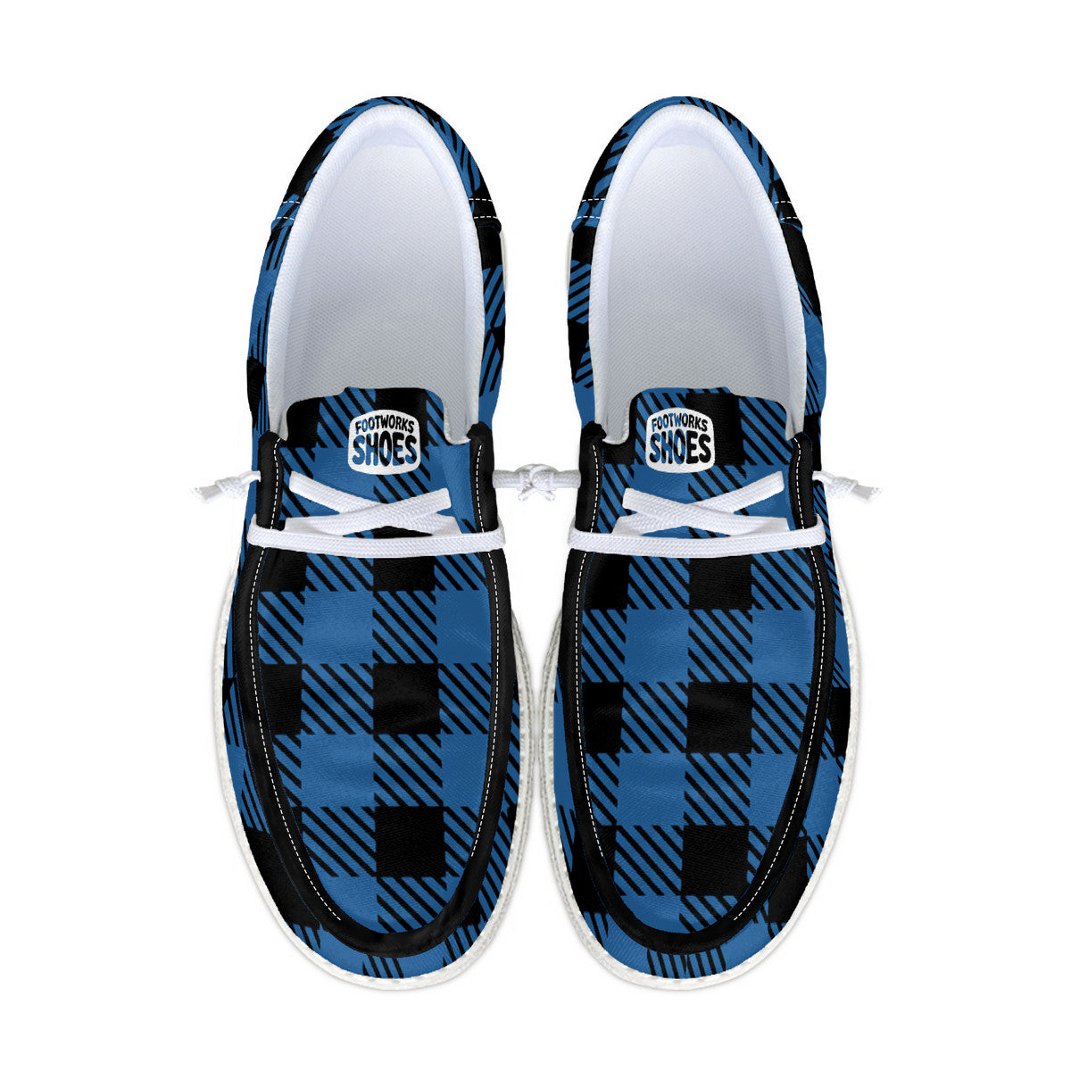 Unisex Blue Plaid Canvas Loafers
