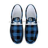Unisex Blue Plaid Canvas Loafers