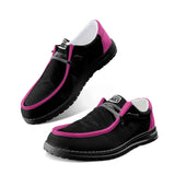 Black and Hot Pink Unisex Canvas Loafers