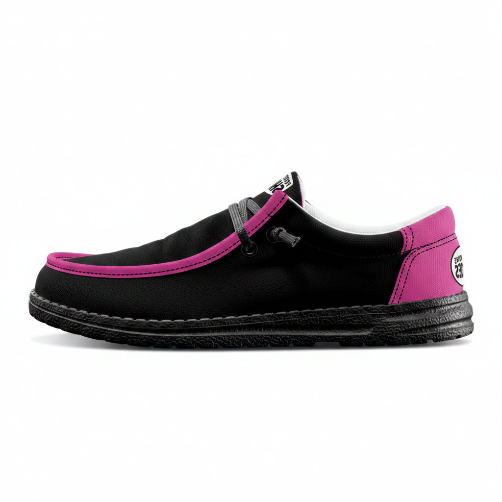 Black and Hot Pink Unisex Canvas Loafers