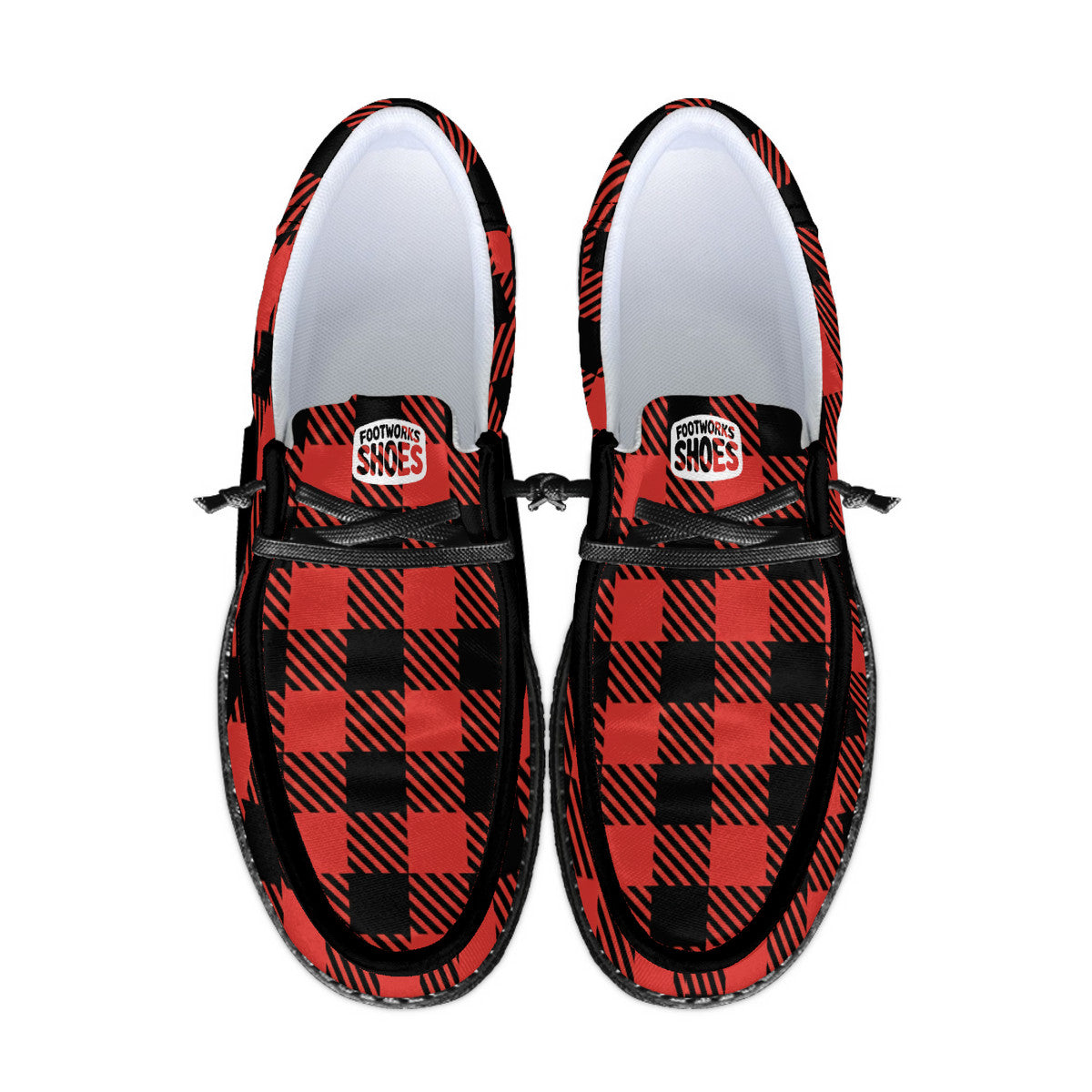 Red Plaid Unisex Canvas Loafers