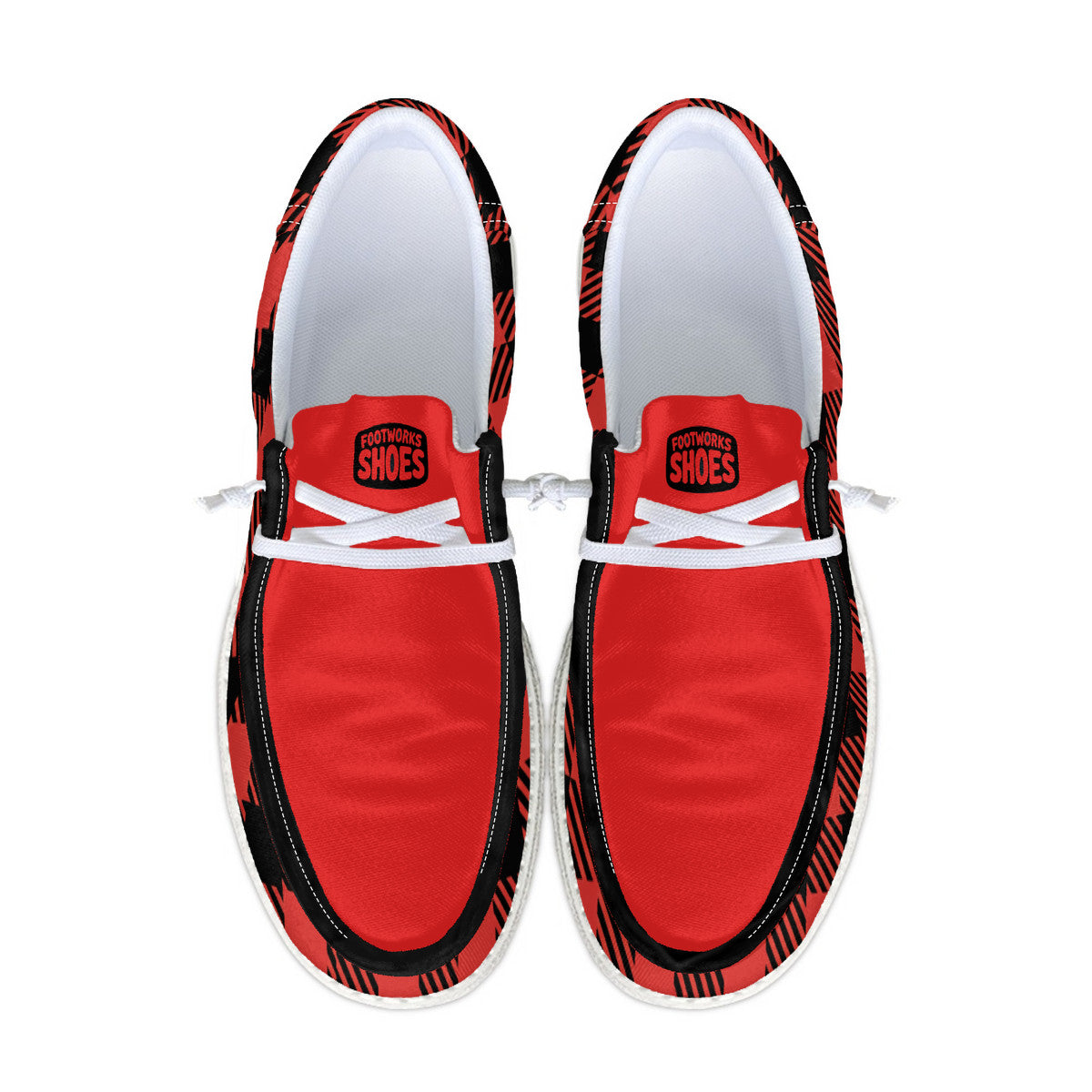 Red Plaid Unisex Canvas Loafers